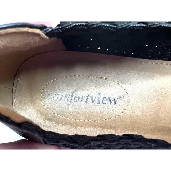 Women's Comfort View Bethany Slip On Woven Black Flats Size 11M Comfort Travel - Picture 5 of 14